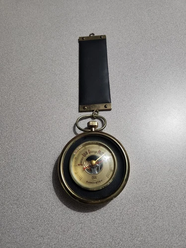 OTA Barometer Made in Japan Noymer Leather Wall Hanging VTG