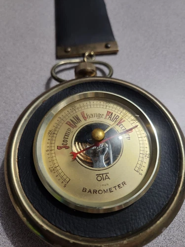 OTA Barometer Made in Japan Noymer Leather Wall Hanging VTG - photo 2