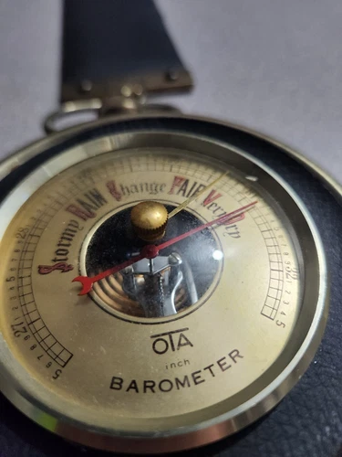 OTA Barometer Made in Japan Noymer Leather Wall Hanging VTG - photo 3