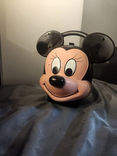 Vintage 80s Minnie Mouse Head Plastic Lunch Box by Aladdin USA