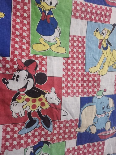 Vtg Walt Disney Mickey Mouse Goofty 50/50 Flat Sheet Fabric - photo 2