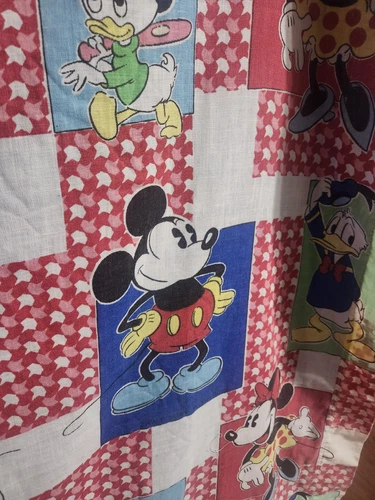 Vtg Walt Disney Mickey Mouse Goofty 50/50 Flat Sheet Fabric - photo 4