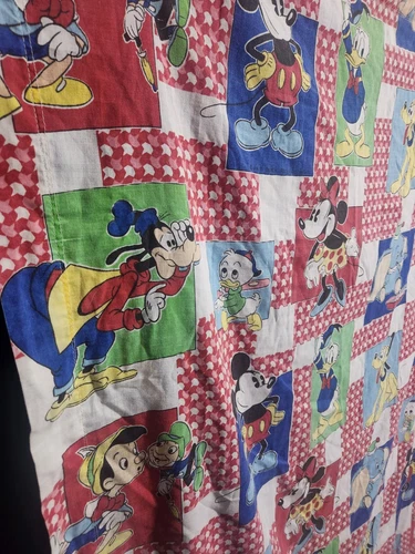 Vtg Walt Disney Mickey Mouse Goofty 50/50 Flat Sheet Fabric - photo 5