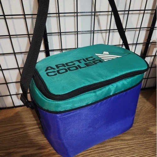 Vibrant Blue and Green Cooler Bag Retro 90s Vintage Bag Y2k 1990