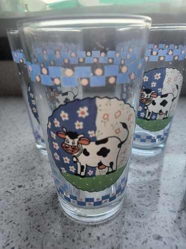 Set of 6 Retro 1980's Cow Checkered Drinking Glasses 🏈 - photo 2