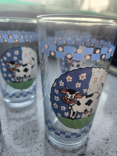 Set of 6 Retro 1980's Cow Checkered Drinking Glasses 🏈 - photo 3