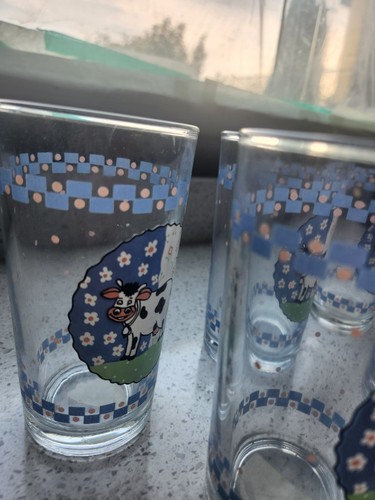Set of 6 Retro 1980's Cow Checkered Drinking Glasses 🏈 - photo 4