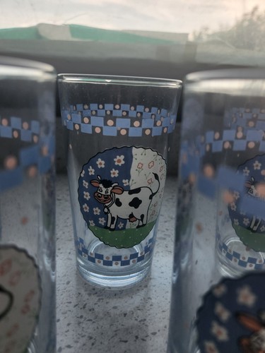 Set of 6 Retro 1980's Cow Checkered Drinking Glasses 🏈 - photo 5