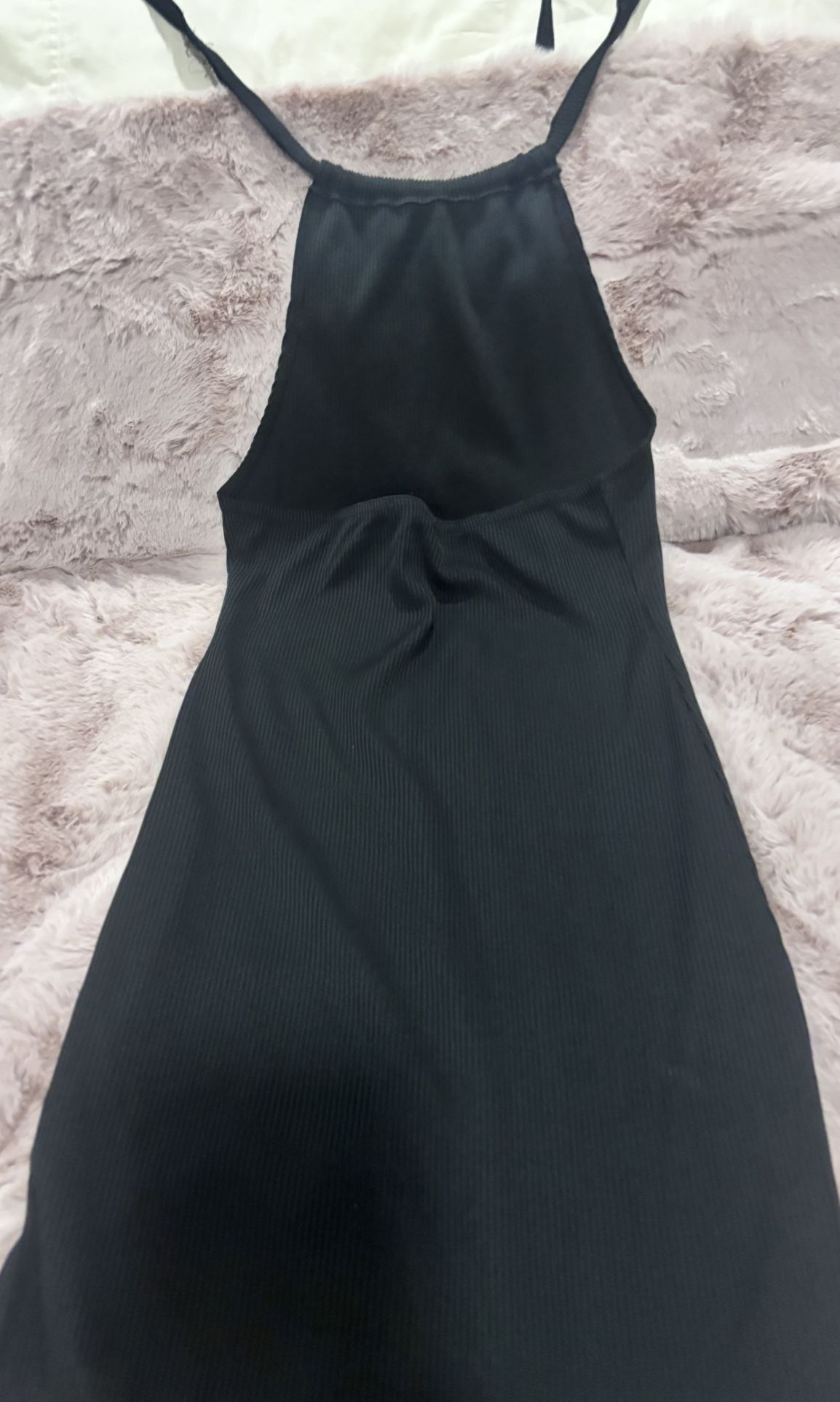 Minimalist Black Ribbed Dress | Size Small | Open Back | Sexy Li - photo 2