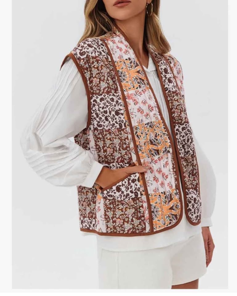 New Women's Beautiful Oversized Floral Quilted Vest - photo 2