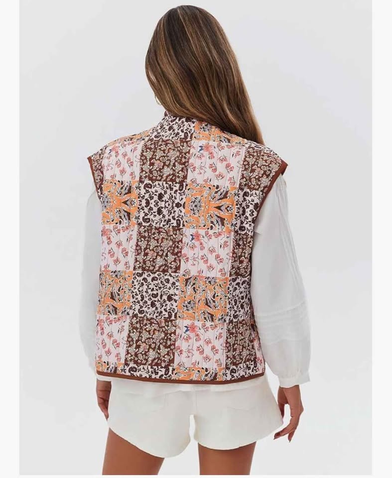 New Women's Beautiful Oversized Floral Quilted Vest - photo 3