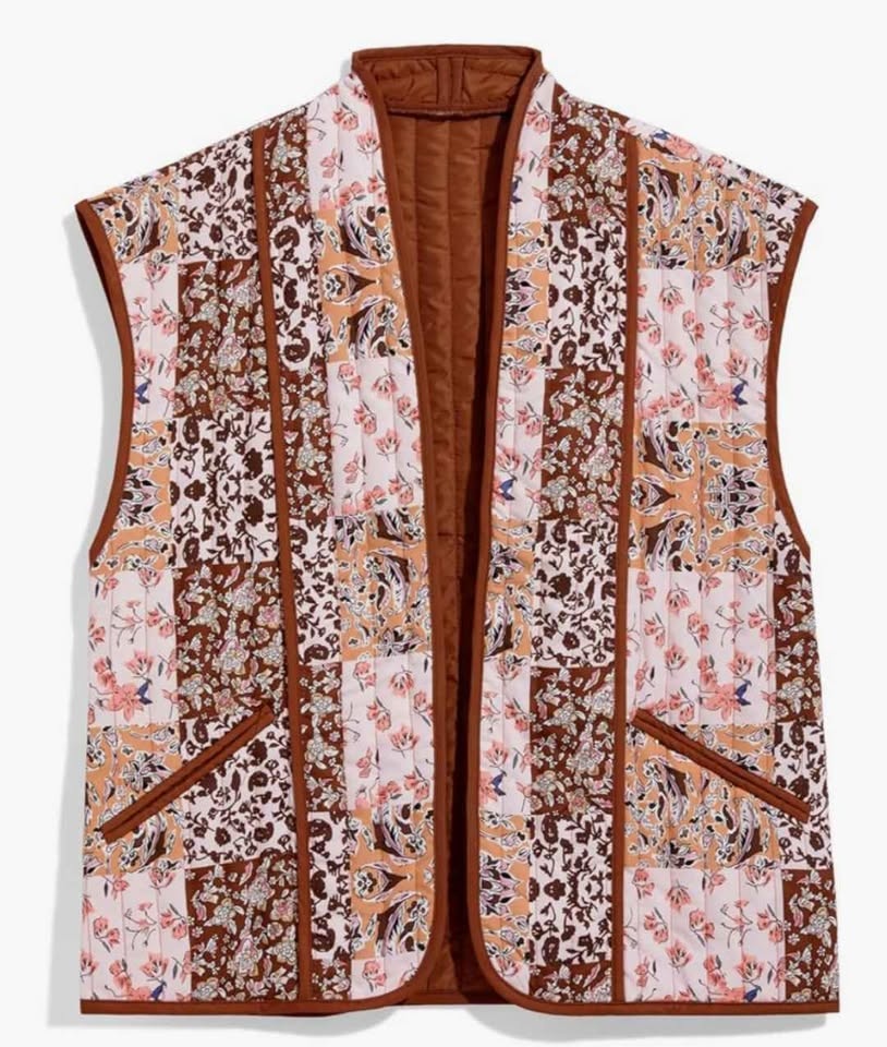 New Women's Beautiful Oversized Floral Quilted Vest - photo 5