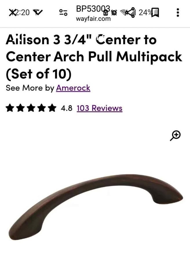 Set of 10 Amerock 3 3/4" Center to Center Arch Cabinet Pulls - O