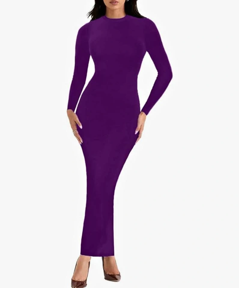 Women's Purple Long Sleeve Bodycon Dress (M)