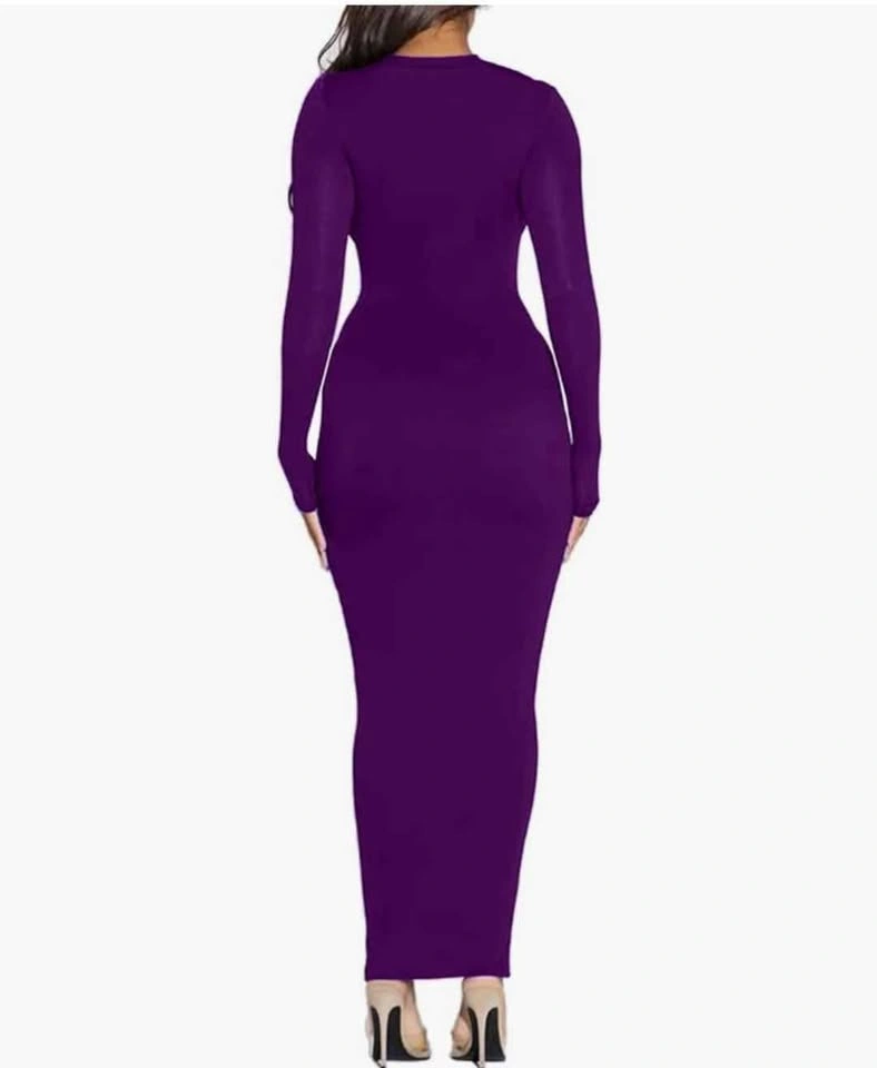 Women's Purple Long Sleeve Bodycon Dress (M) - photo 2