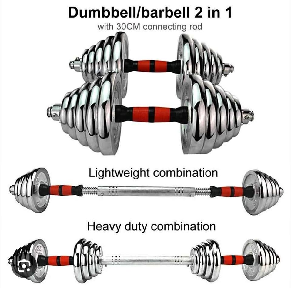 30kg Adjustable Dumbbell Set with Barbell Connector