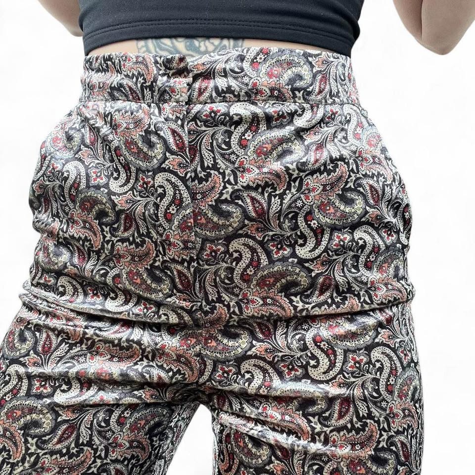 Vintage Paisley Print Velvet Pants - photo 4