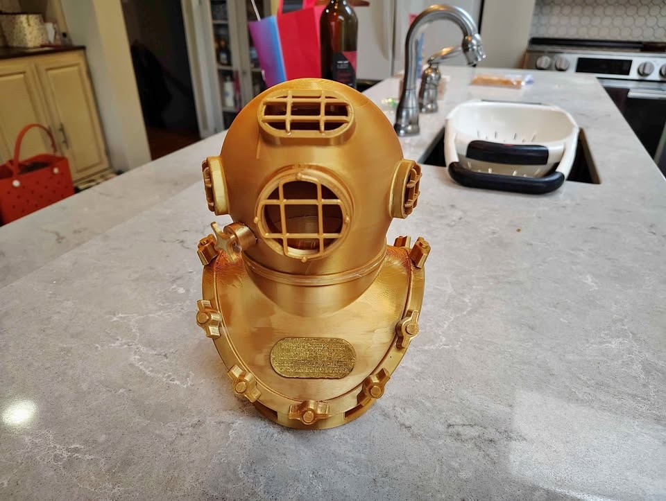 Navy Diving Helmet 3D Printed Model