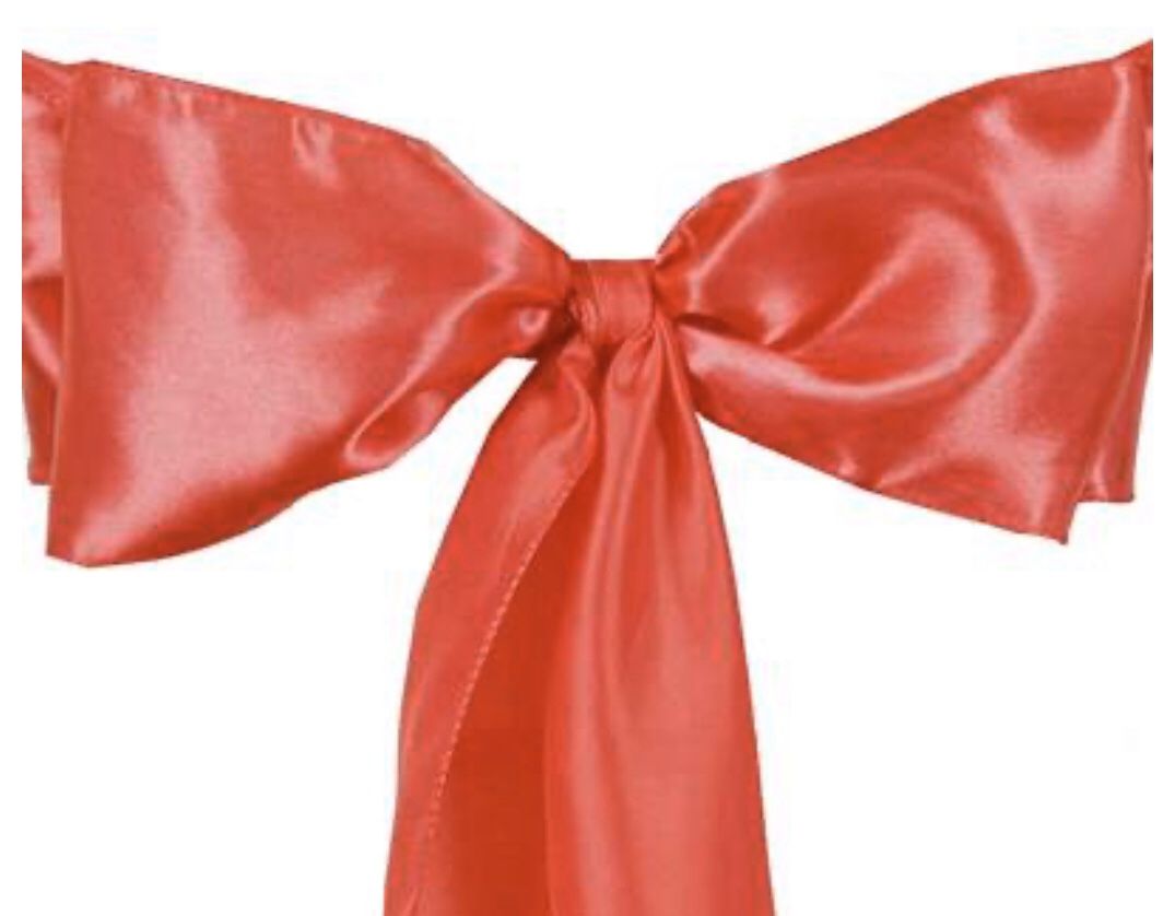 100 Coral Satin Sashes for Chair or Decoration