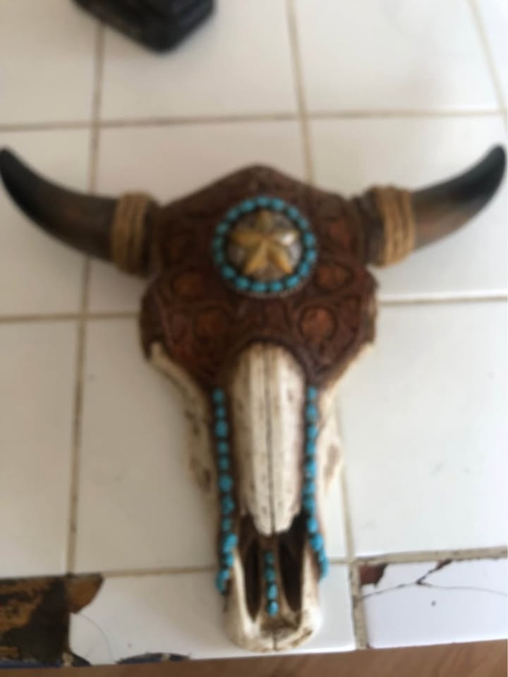 Wall hanger ceramic bull skull - photo 3