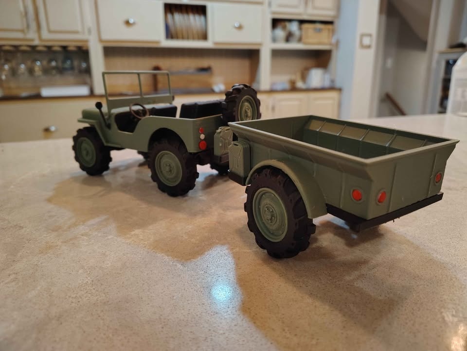 1944 Willy's Jeep with trailer 3D Model - photo 4