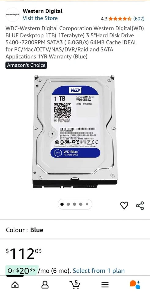 1TB 3.5" SATA WD HDD - photo 3