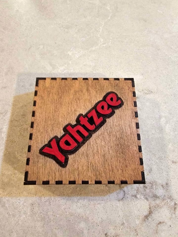 Travel Yahtzee Game with Fancy Wood Case (Laser Cut)