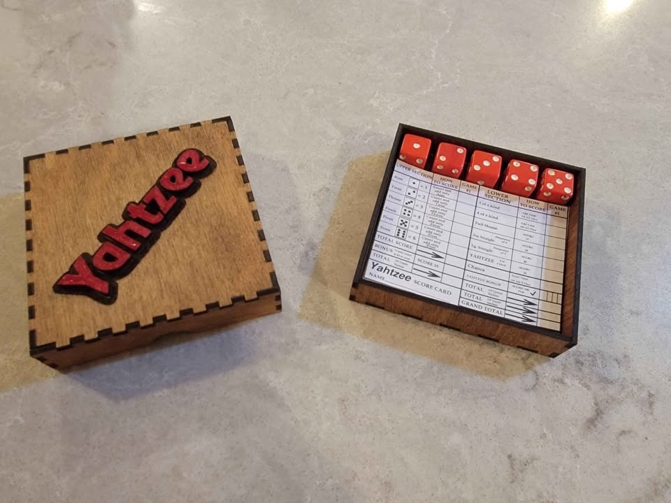 Travel Yahtzee Game with Fancy Wood Case (Laser Cut) - photo 3