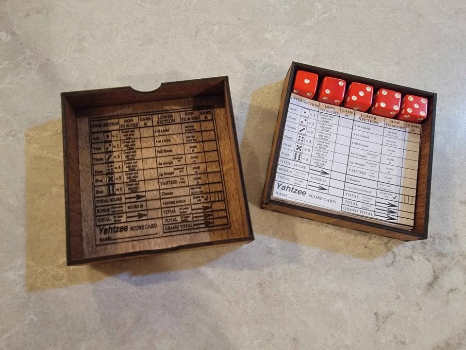 Travel Yahtzee Game with Fancy Wood Case (Laser Cut) - photo 4