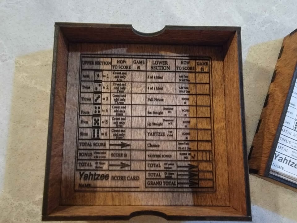 Travel Yahtzee Game with Fancy Wood Case (Laser Cut) - photo 5