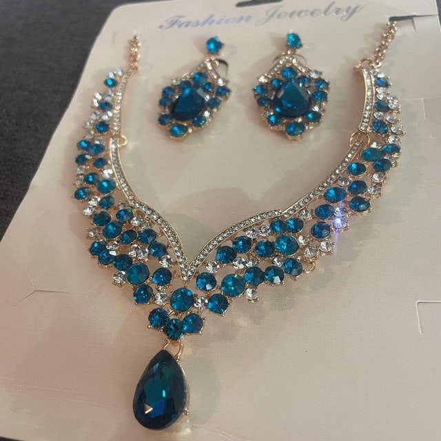 Aquamarine Blue & Silver 2pc Jewelry Set - photo 2
