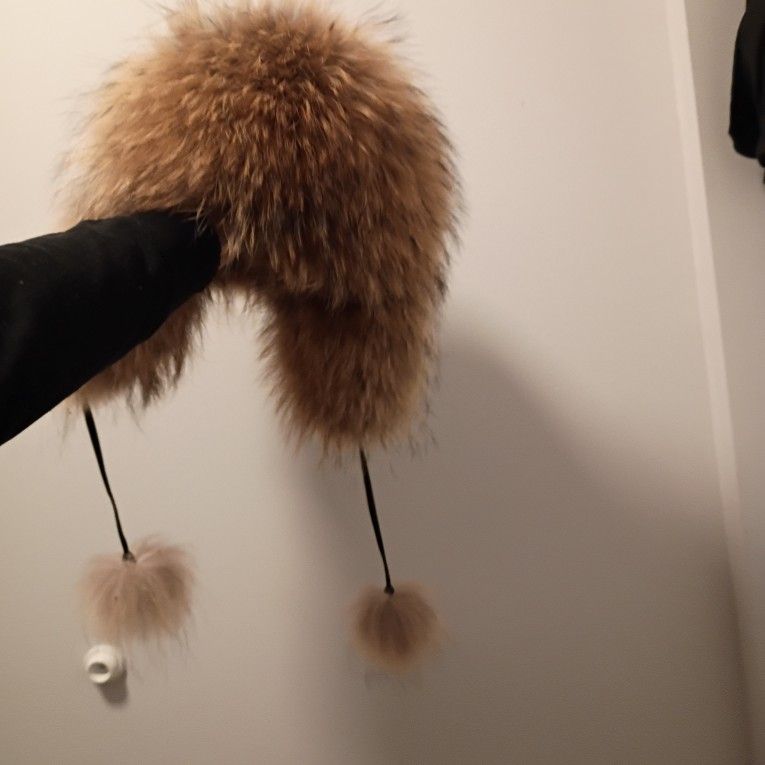 Ushanka Russian Winter Hat Real Racoon Fur