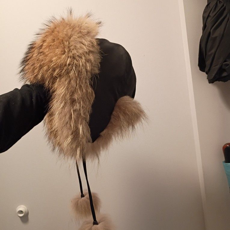 Ushanka Russian Winter Hat Real Racoon Fur - photo 4