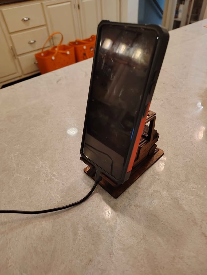 Laser Cut Wooden Forklift Smart Phone Stand - photo 4