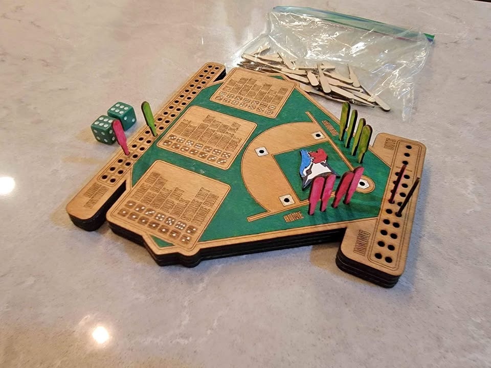 Custom Dice Baseball Board Game (Laser Cut, Hand Painted)