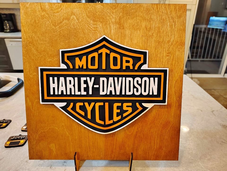 Harley Davidson Laser Cut Logo Wood Display Sign
