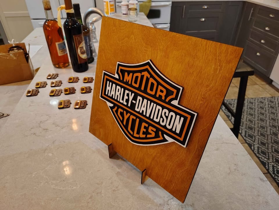Harley Davidson Laser Cut Logo Wood Display Sign - photo 3