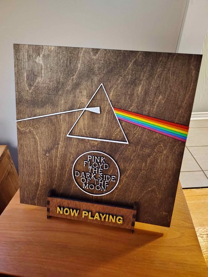 Wood Pink Floyd Display Sign (Record Sized)