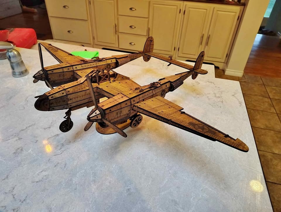 Laser Cut P-38 Lightning WW2 Aircraft Wood Model
