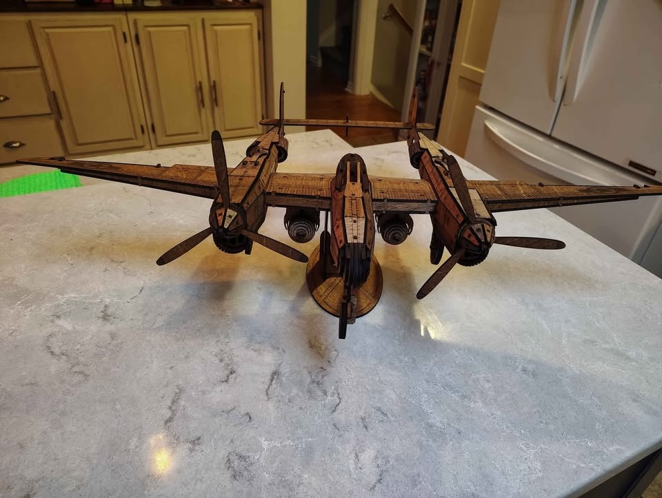 Laser Cut P-38 Lightning WW2 Aircraft Wood Model - photo 2