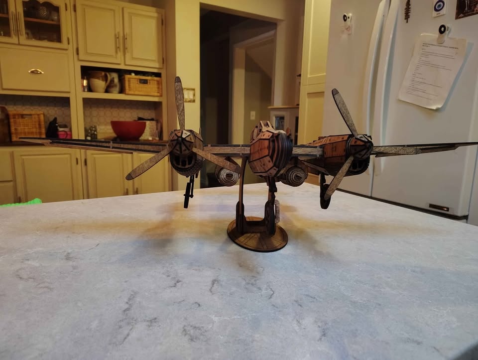 Laser Cut P-38 Lightning WW2 Aircraft Wood Model - photo 3