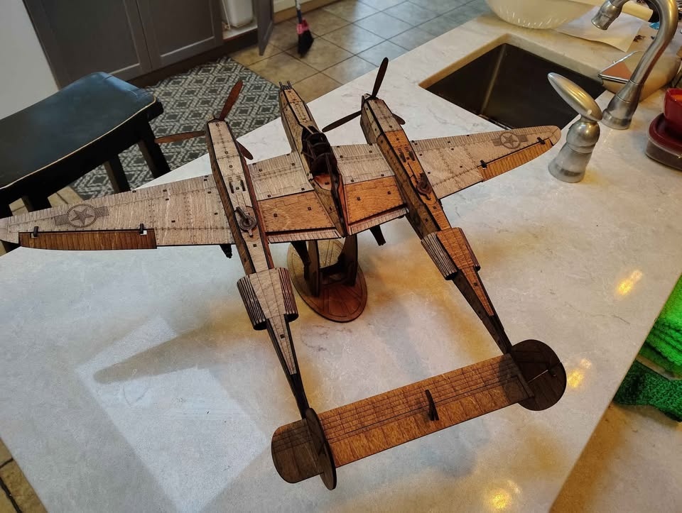 Laser Cut P-38 Lightning WW2 Aircraft Wood Model - photo 4
