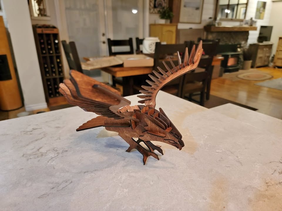 Laser Cut Eagle Wood Decoration Model