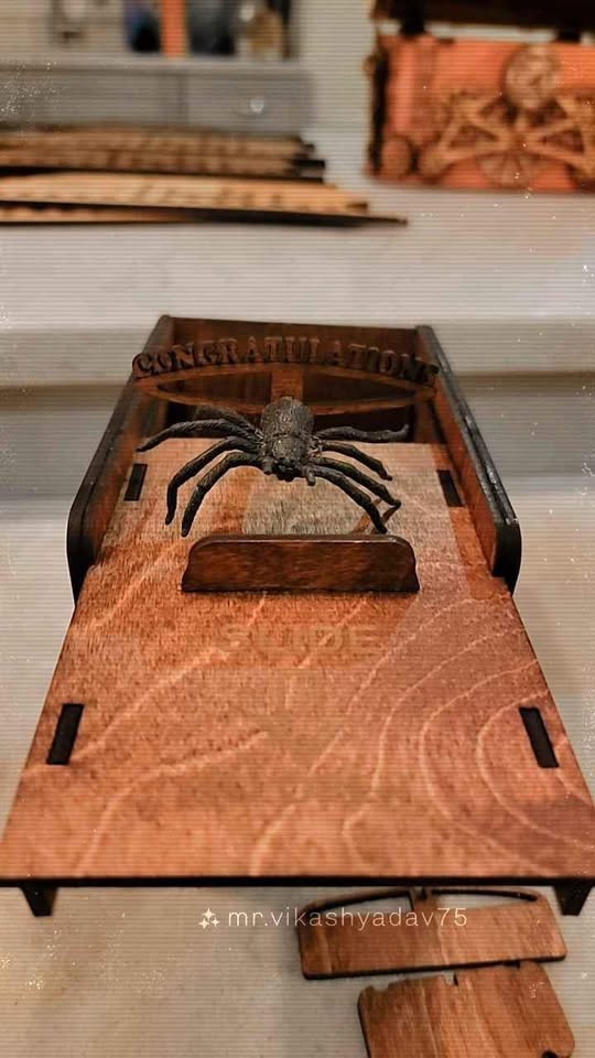 Scary Spider Laser Cut/Engraved Wooden Surprise Box Kit - photo 4