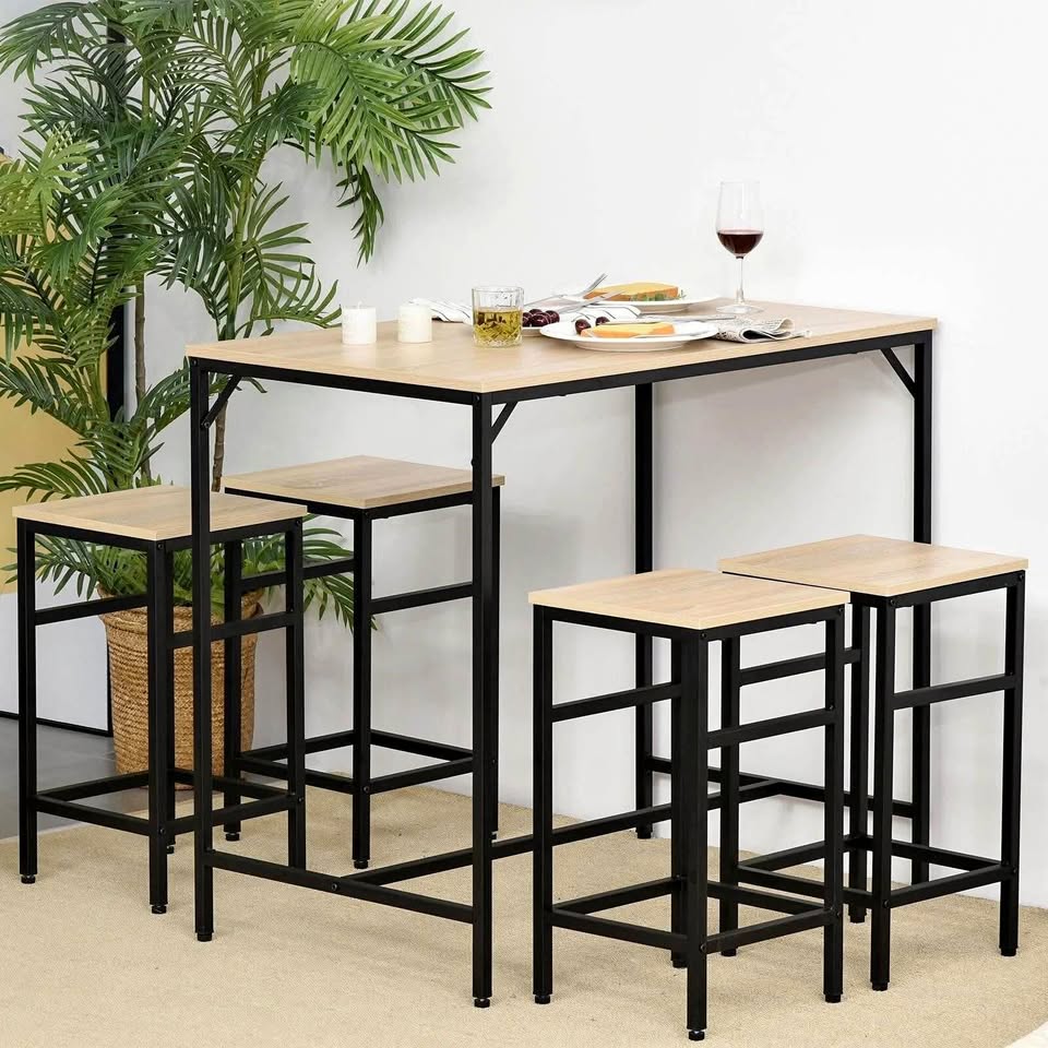 5-Piece Dining Table & 4 Stool Set