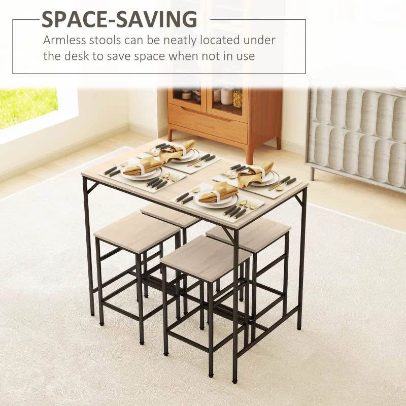 5-Piece Dining Table & 4 Stool Set - photo 3