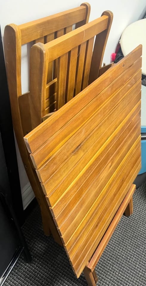 Folding Wooden Patio Table & Chairs Set —Moving sale - photo 2