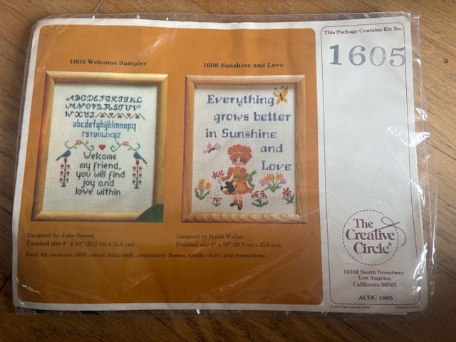Vintage Cross Stitch Welcome Sampler, 8"x10"