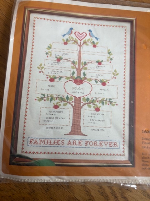 Vintage Cross Stitch Family Tree, New, 12”x16” - photo 3