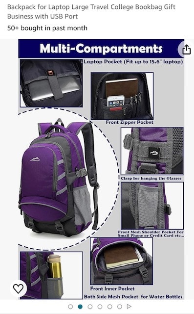 ProEtrade Laptop Backpack - Large, Travel, School, USB Port - photo 2